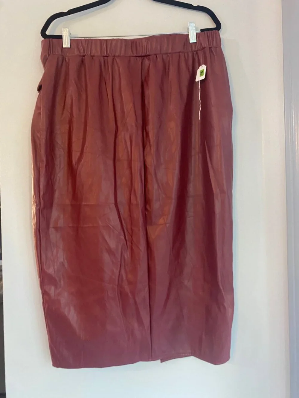 Faux Leather Wrap Midi Skirt